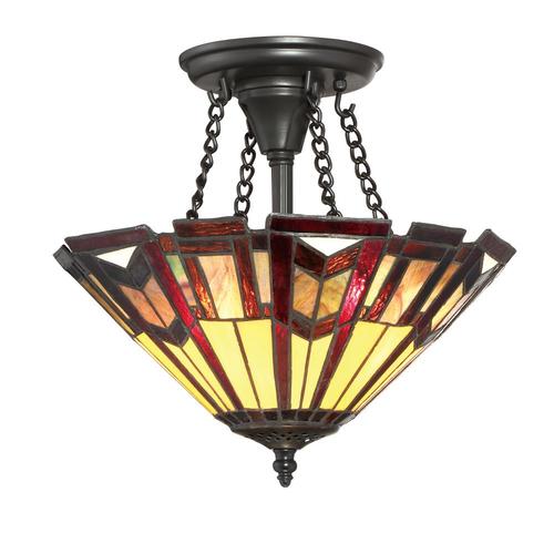 Ascension Ridge 13 In Dark Oil Rubbed Bronze Tiffany Style Semi Flush Mount Light