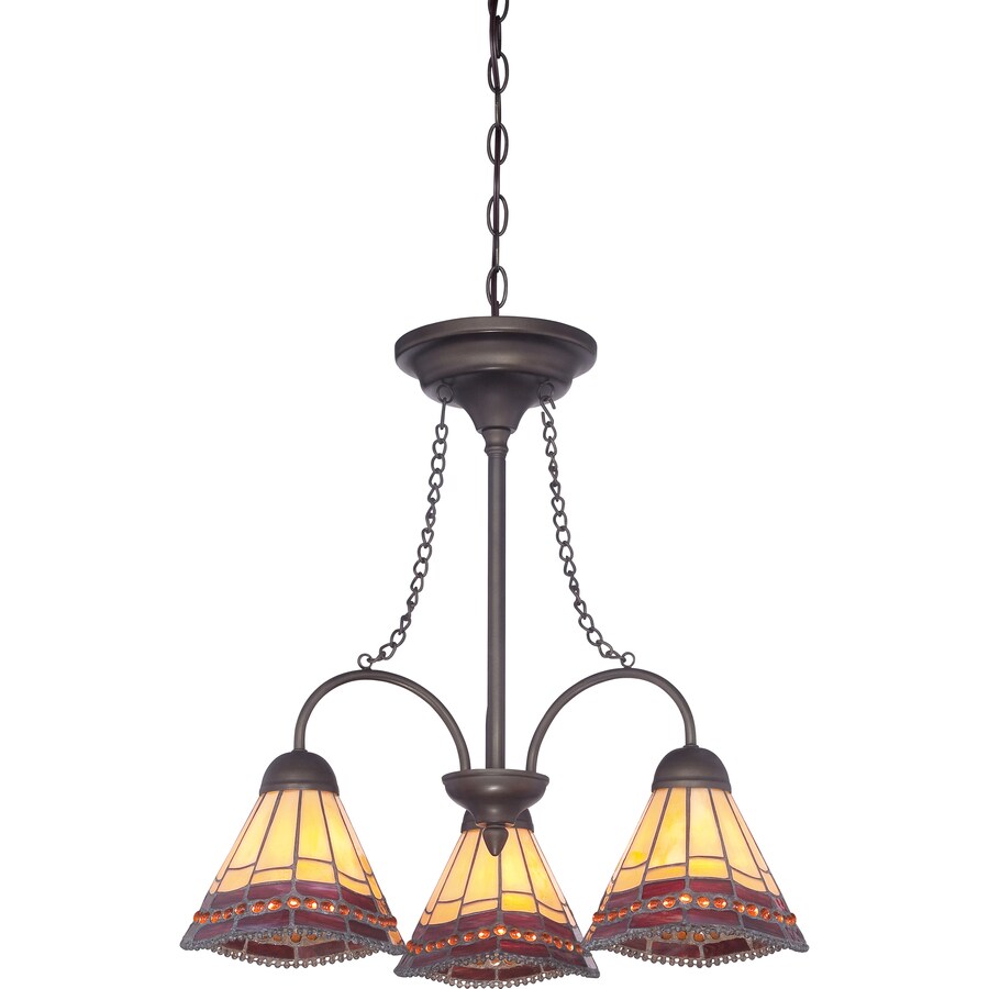 Allen + roth 21-in 3-Light Antique Bronze Stained Glass Standard ...