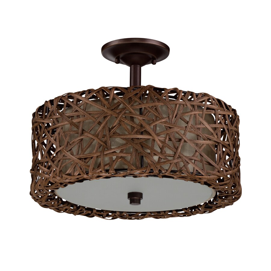 Ashley Harbour 2-Light 15-in Mystic Black Semi-Flush mount light in the ...