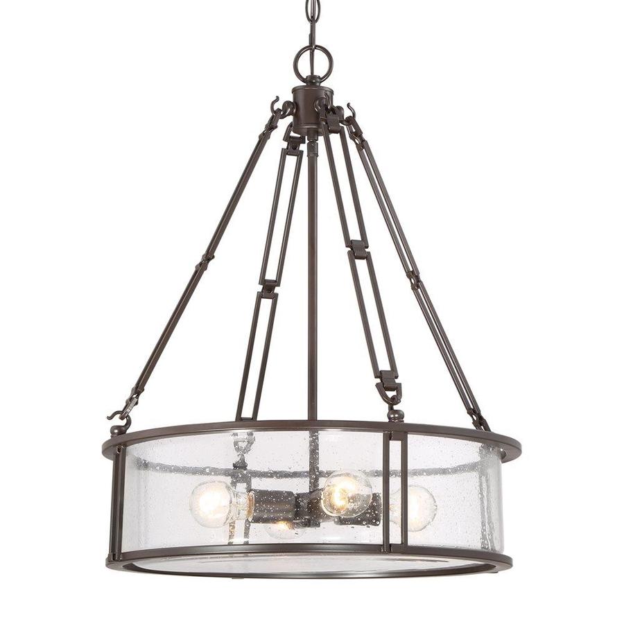 Quoizel Buchanan 20in 4Light Western Bronze Industrial Seeded Glass