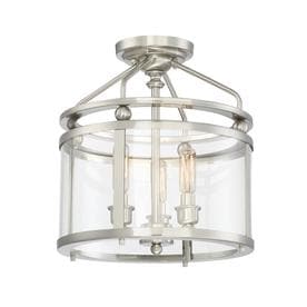 Quoizel Norfolk 11.87-in W Brushed Nickel Clear Glass Semi-Flush Mount Light