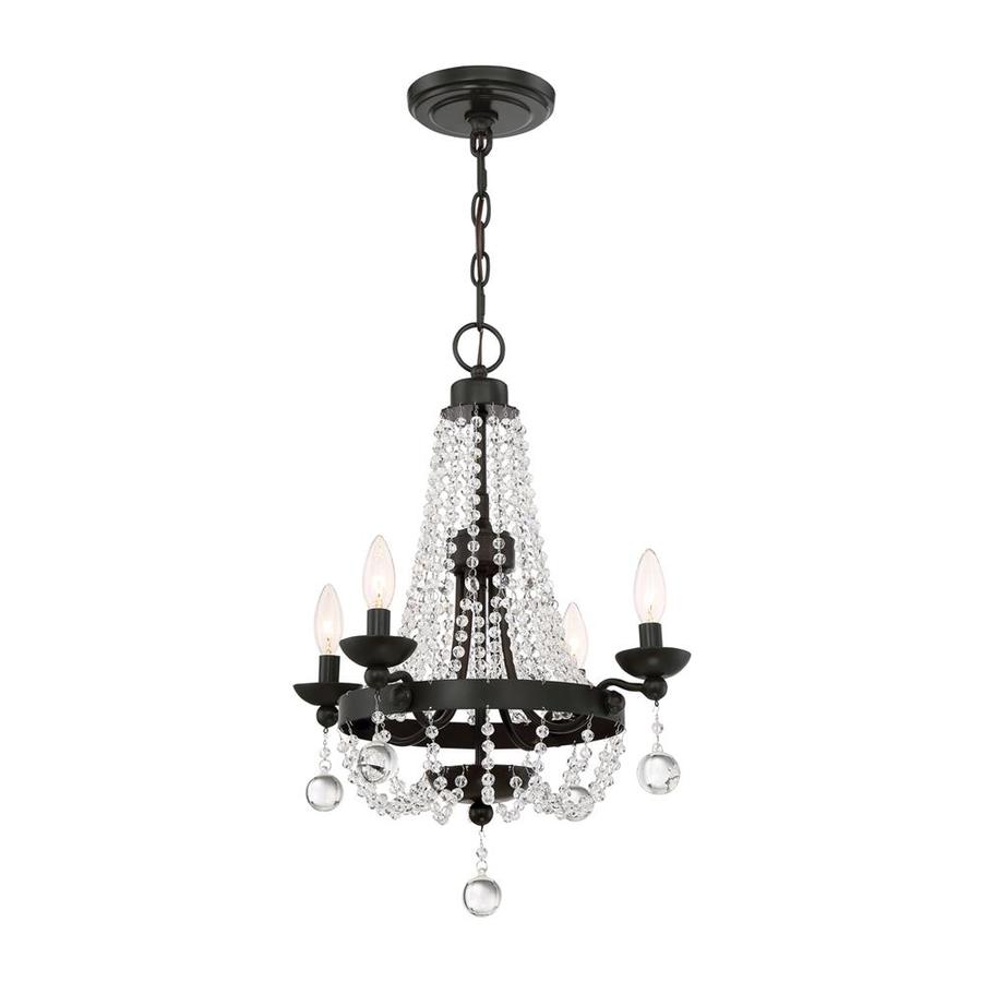 Quoizel Livery 4-Light Rustic Antique Bronze Glam Crystal Chandelier in ...