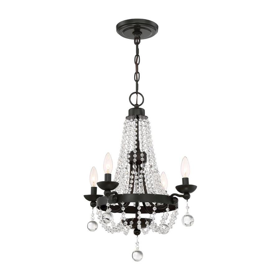 Quoizel Livery 4Light Rustic Antique Bronze Glam Crystal Chandelier in