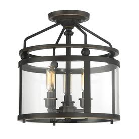 Quoizel Norfolk 11.87-in W Oil rubbed bronze Clear Glass Semi-Flush Mount Light