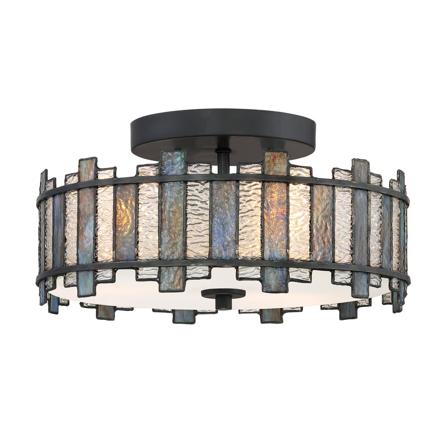 Sentry 14 In Black Tiffany Flush Mount Light