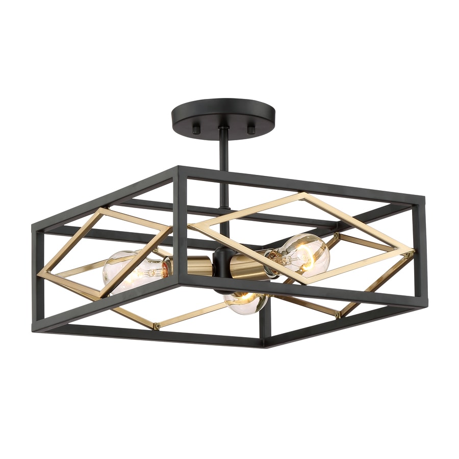 Platform 14 In Black With Gold Modern Contemporary Semi Flush Mount Light