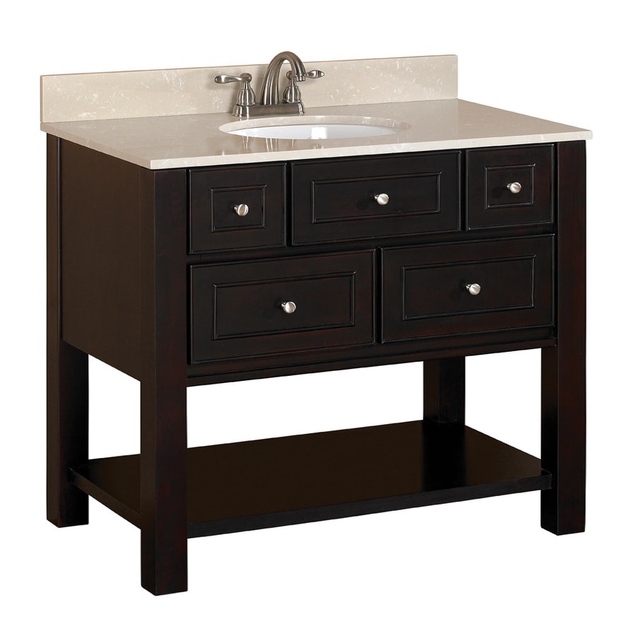 Allen Roth Hagen Espresso Undermount Single Sink Birch Poplar Bathroom Vanity With Engineered Stone Top Common 36 In X 21 In Actual 36 In X 21 In In The Bathroom Vanities With Tops Department At Lowes Com