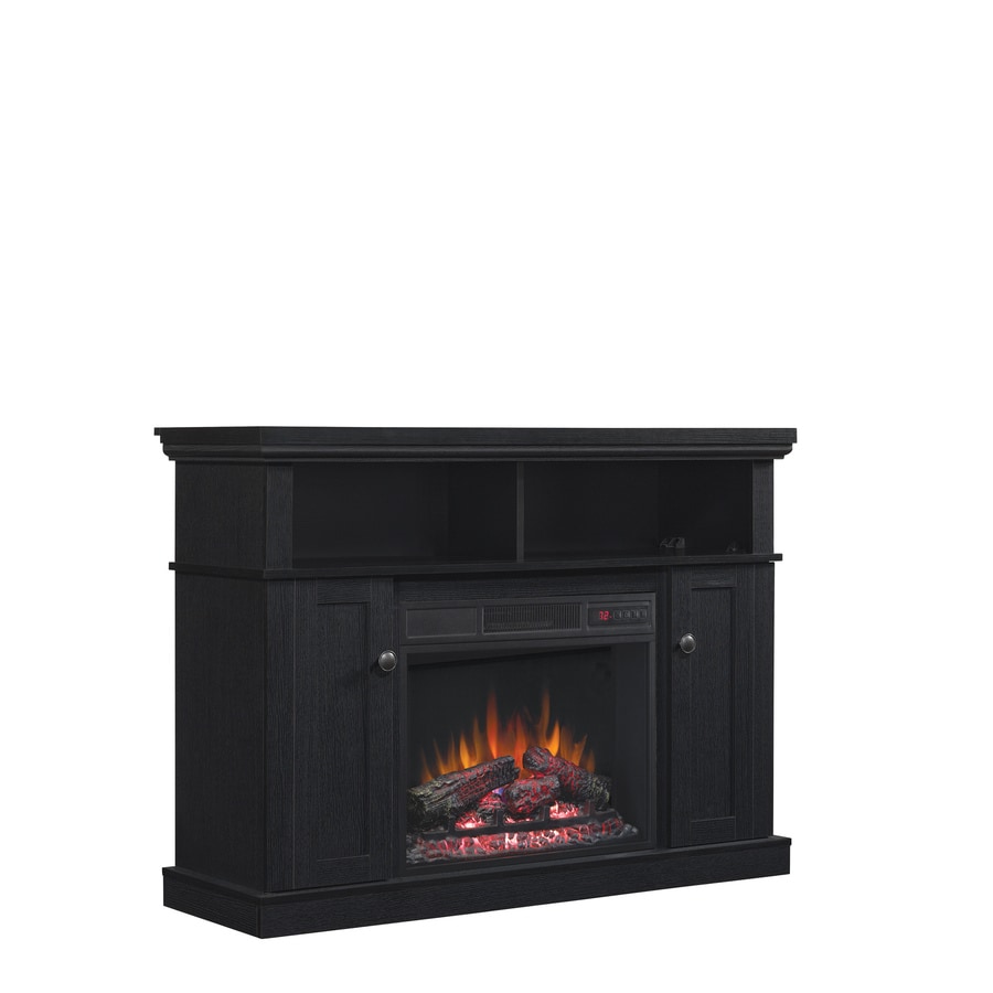 Style Selections 46.25in W 4,600BTU Black Wood Corner FanForced Electric Fireplace with