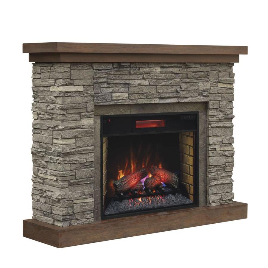 Chimney Free 54 In W Brown Ash Infrared Quartz Electric Fireplace