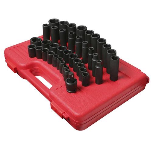 Sunex Tools 39-Piece Metric 1/2-in Drive Set 6-Point Impact Socket Set ...