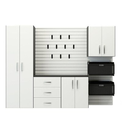 Flow Wall 5pc Complete Storage Cabinet Set 96 In W X 72 In H White