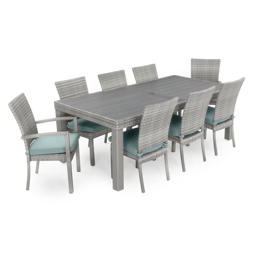 Rst Brands Cannes 9 Piece Gray Frame Patio Set With Bliss Blue