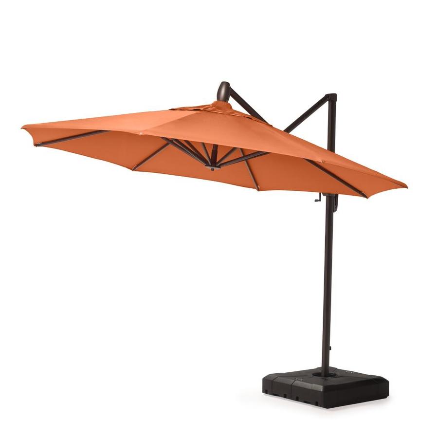 Rst Brands 10 Ft Round Charcoal Grey With Expresso Aluminum Frame Push Button Tilt Cantilever Patio Umbrella And Base In The Patio Umbrellas Department At Lowes Com