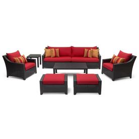 Deco Sunset Patio Furniture Sets At Lowes Rst Brands Deco Sunset Red 8 Piece Outdoor Sofa And Club Chair Conversation Set
