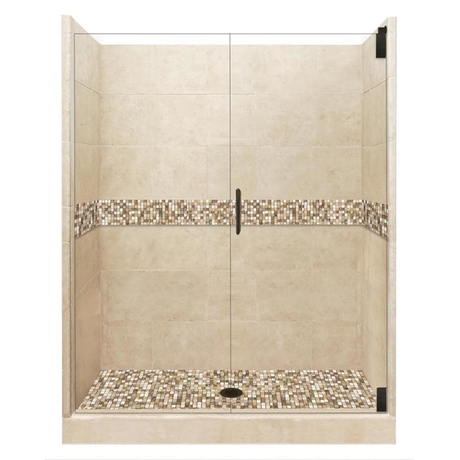 American Bath Factory Mesa Solid Surface Wall Stone Composite American Bath Factory Mesa Solid Surface Wall Stone Composite Floor 12 Piece Alcove Shower Kit