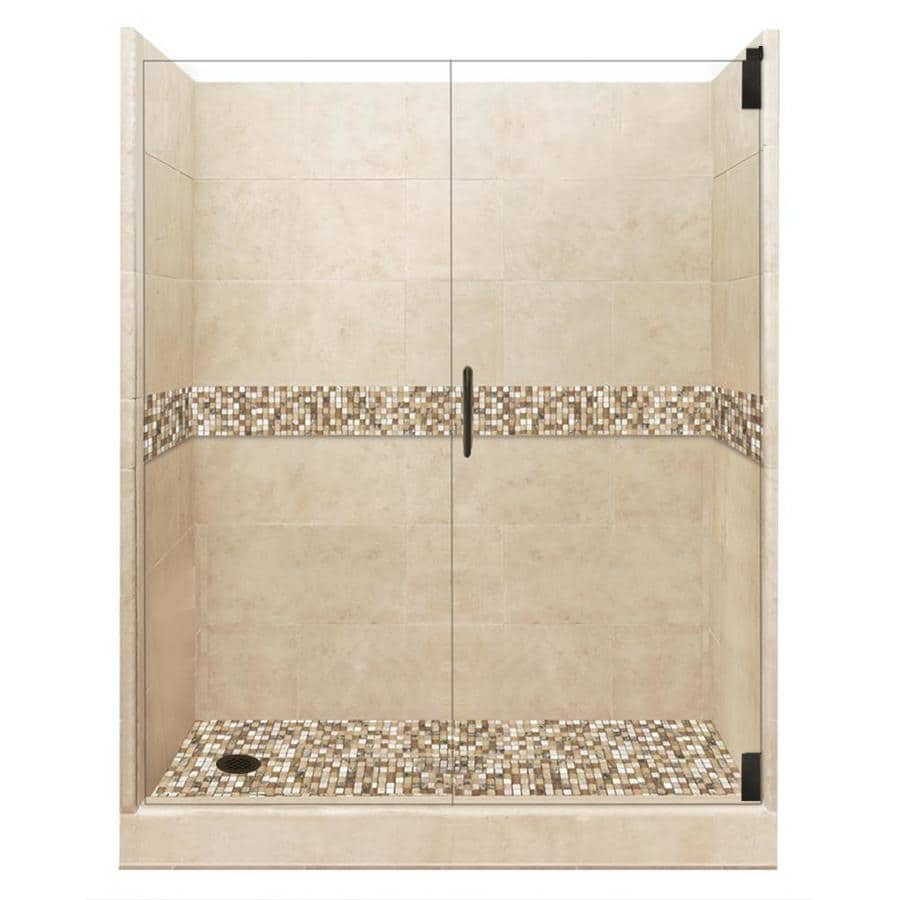 American Bath Factory Mesa Solid Surface Wall Stone Composite American Bath Factory Mesa Solid Surface Wall Stone Composite Floor 12 Piece Alcove Shower Kit