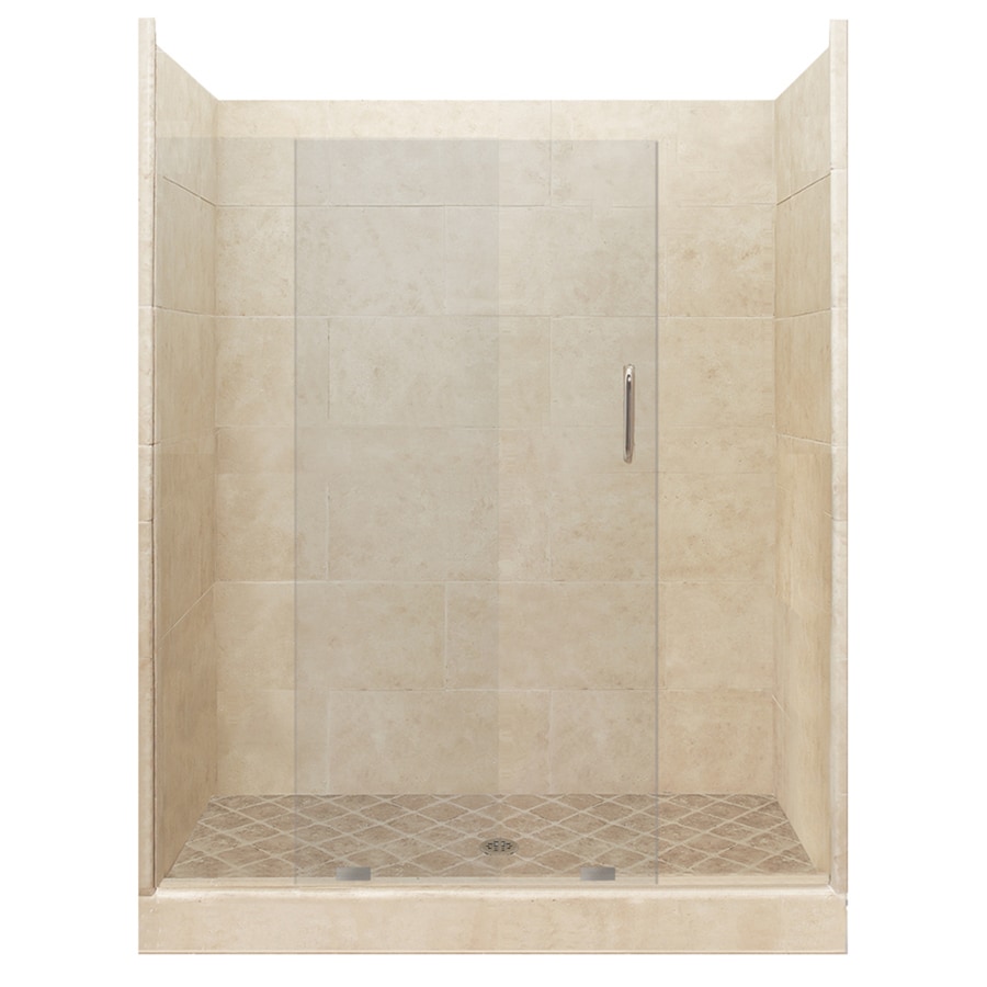 American Bath Factory Sonoma Medium Solid Surface Wall Stone American Bath Factory Sonoma Medium Solid Surface Wall Stone Composite Floor 12 Piece Alcove Shower