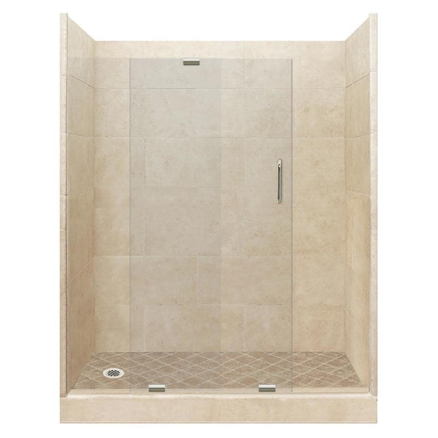 American Bath Factory Sonoma Medium Solid Surface Wall Stone American Bath Factory Sonoma Medium Solid Surface Wall Stone Composite Floor 12 Piece Alcove Shower