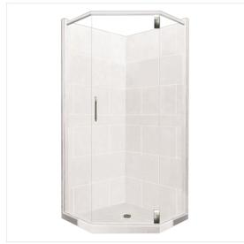 Shop Corner Shower Kits at Lowes.com  American Bath Factory Monterey Light Sistine Stone Wall Stone Composite  Floor Neo-Angle 10-