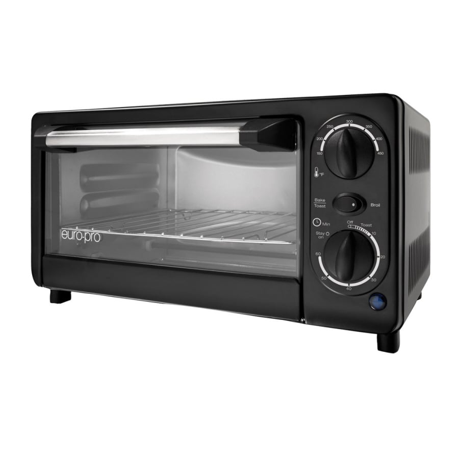 EuroPro 4Slice Black Toaster Oven with Auto ShutOff in the Toaster