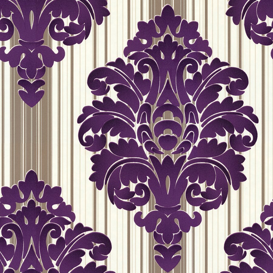 allen + roth Purple Strippable Non-Woven Prepasted Classic Wallpaper in