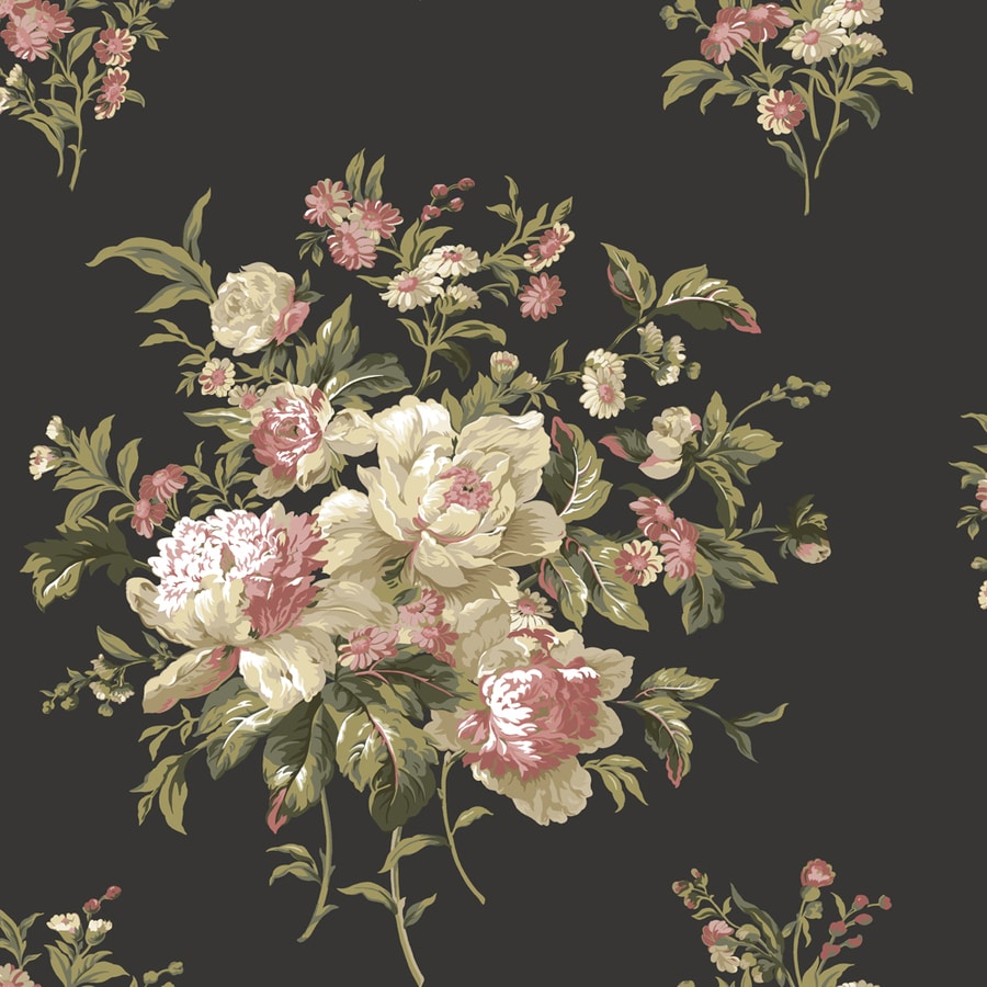 allen + roth Black Strippable Non-Woven Prepasted Classic Wallpaper in ...