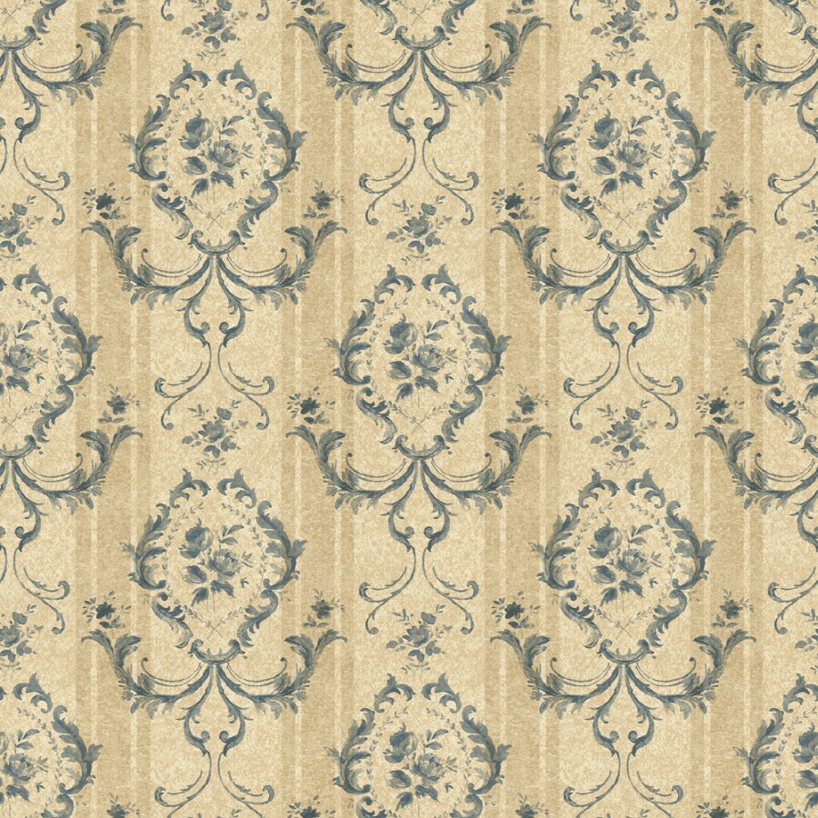 Sunworthy Blue Peelable Vinyl Prepasted Classic Wallpaper at