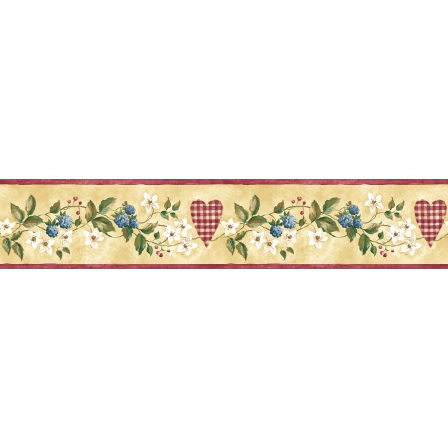 Sunworthy 41/8" Hearts Floral Trail Prepasted Wallpaper Border at
