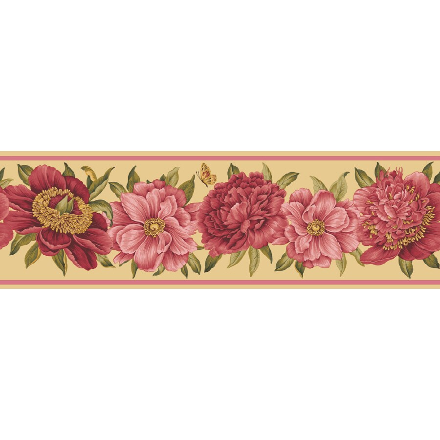 Waverly 5511955B 7-1/2" Ashton Peony Unpasted Wallpaper Border