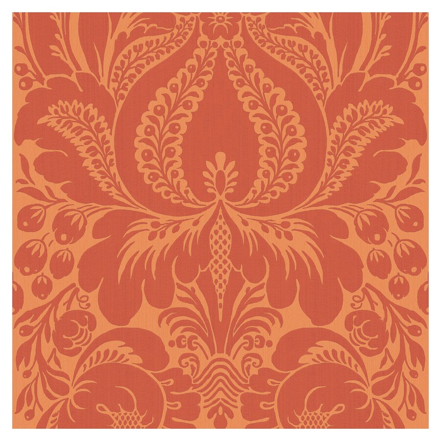 allen + roth LW1340001 Orange Large Scale Damask Wallpaper