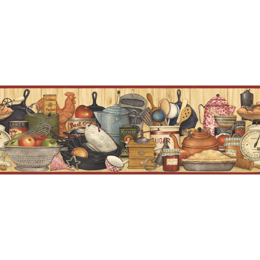 shop imperial 9-1/4" kitchen shelf prepasted wallpaper border at