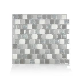 Smart Tiles 3D Peel and Stick Backsplash 4 Sheets of 10.20" x 8.85" Kitchen and Bathroom Wallpaper Brixia Cassoria: Vinyl Tile Paper