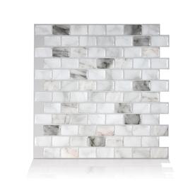 Smart Tiles 9.80'' X 9.74'' Self Adhesive Ravenna Bianco 3D Peel and Stick Backsplash Tiles Gray