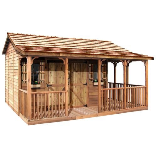 cedarshed common: 20-ft x 14-ft; interior dimensions: 15