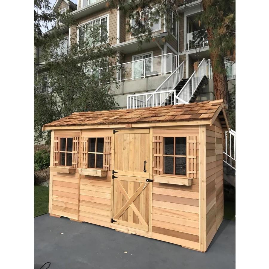 cedarshed common: 12-ft x 6-ft; interior dimensions: 11.5