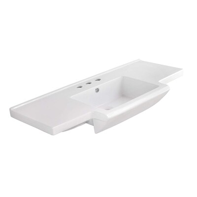 American Imaginations 40 In White Fire Clay Bathroom Vanity