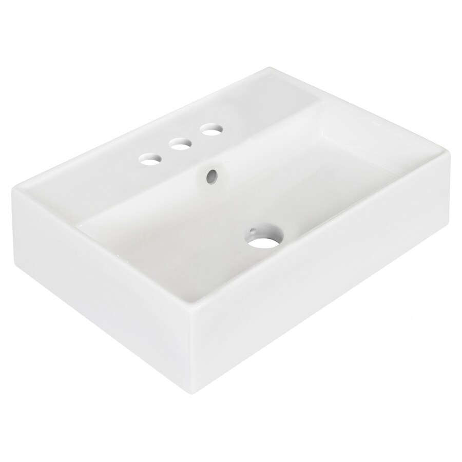 American Imaginations White/Enamel Glaze Ceramic Vessel Rectangular