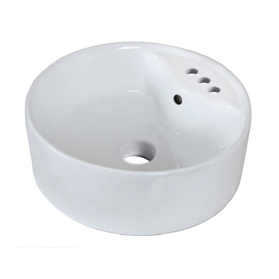 American Imaginations White/Enamel Glaze Ceramic Vessel Round Bathroom Sink at