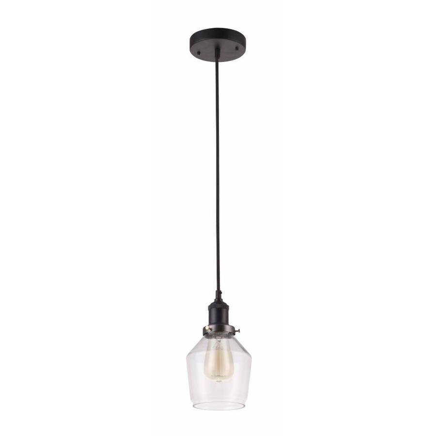 BELDI Wylie Black Single Industrial Clear Glass Globe Pendant Light at