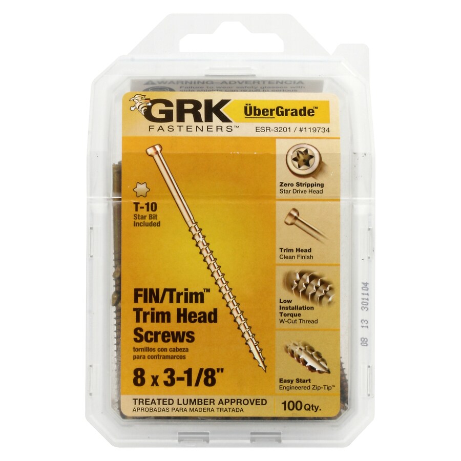 GRK 8 x 31/8in Yellow Polymer Trim Wood Screws (100Count) at