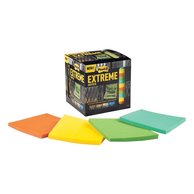 Post-it Extreme 3-in x Green, Yellow, Orange, Mint Sticky Notes (12-Pack)  at