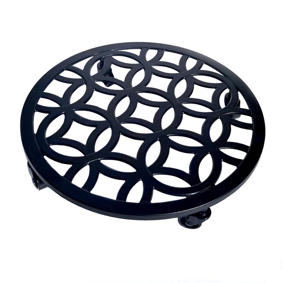 Patio Life 17-in L x 17-in D x 3-in H Black Plant Caddy at Lowes.com