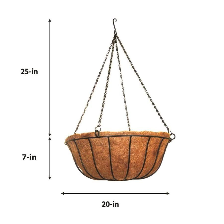 Patio Life 20-in W x 7-in H Black Metal Hanging Basket Planter in the ...