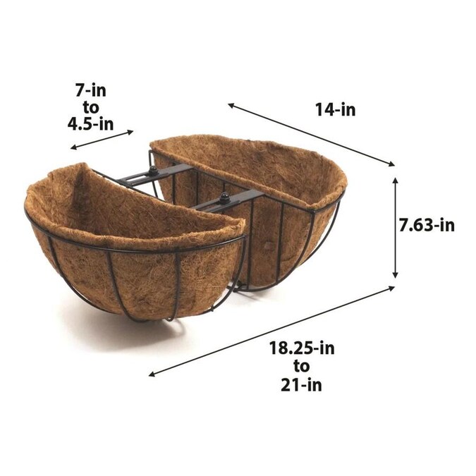 Patio Life 14-in W x 7.63-in H Black Metal Planter in the ...