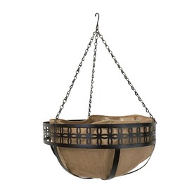 Patio Life 14-in W x 7-in H Brown Metal Hanging Planter
