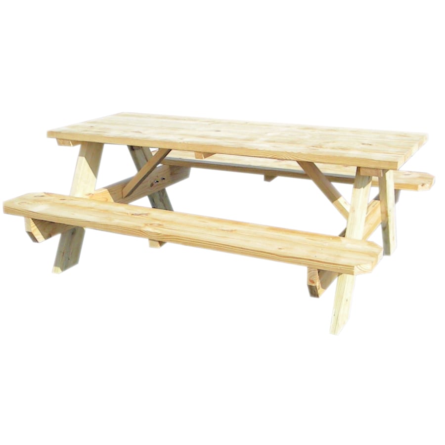 Shop 72 L Wood Rectangular Picnic Table with Benches at 