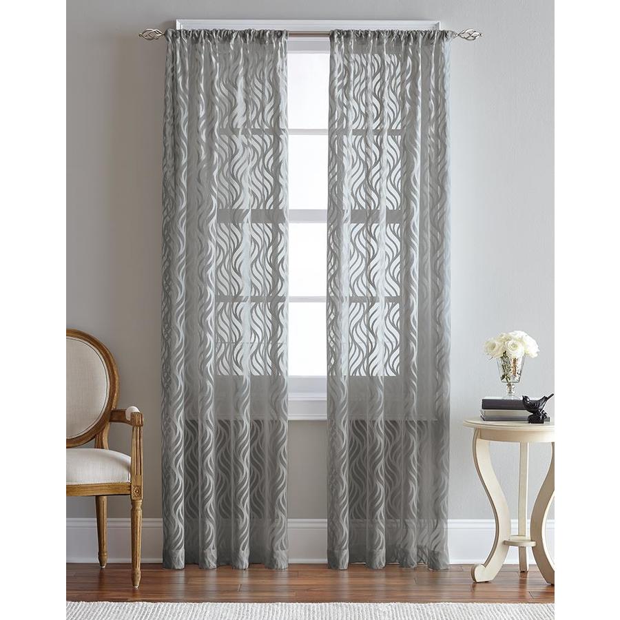 CHF Lyric 63-in Grey Polyester Sheer Single Curtain Panel at Lowes.com