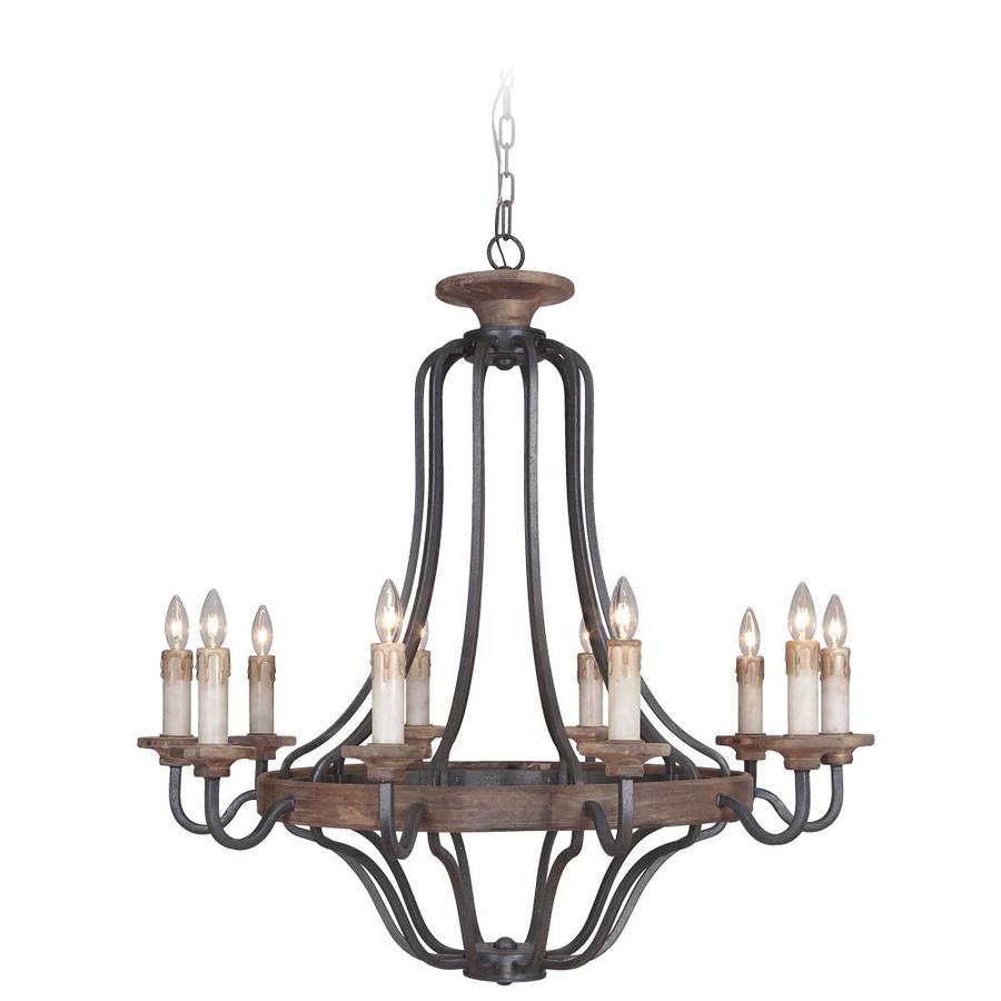 Craftmade Ashwood 10 Light Chandelier in Textured Black/Whiskey Barrel