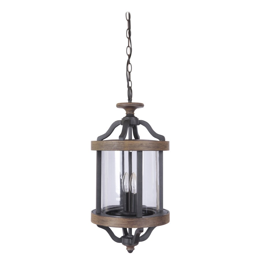 Craftmade Ashwood Textured Black/Whiskey Barrel Pendant Light Traditional Clear Glass Pendant Light