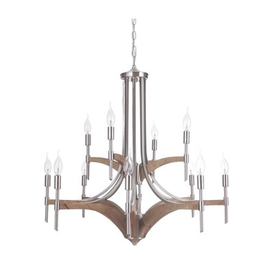Craftmade Tahoe 12-Light Brushed Nickel/Whiskey Barrel Transitional Chandelier Craftmade Tahoe 12-Light Brushed Nickel/Whiskey Barrel Transitional Chandelier